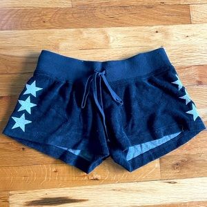 Hard Tail Forever Girls Size Small Low Rise Terry Short in Navy Blue with Stars